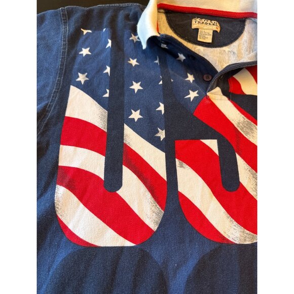 Vintage 80s Cotton Traders USA Polo Shirt L Patriotic American Flag Olympic - Picture 3 of 6